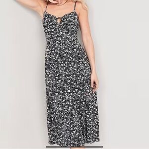 Black and White Floral Sundress L TALL